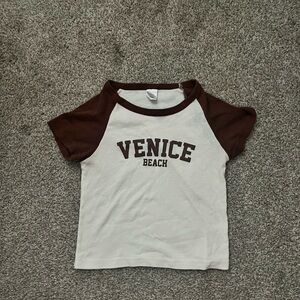Venice Beach Kids Raglan T-Shirt - Brown and White